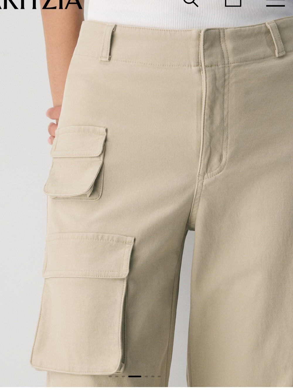 Wilfred Aritzia Cream Utility Cargo Pants with Patch Pockets size 10
